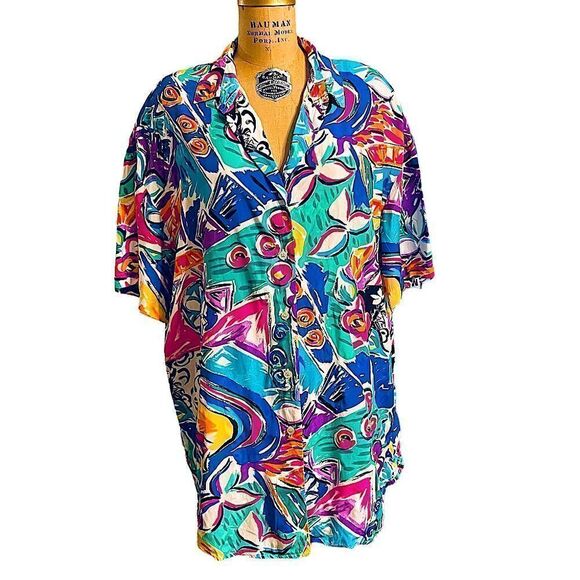 Colorful Abstract Pattern Short sleeve button down shirt - Picture 1 of 6